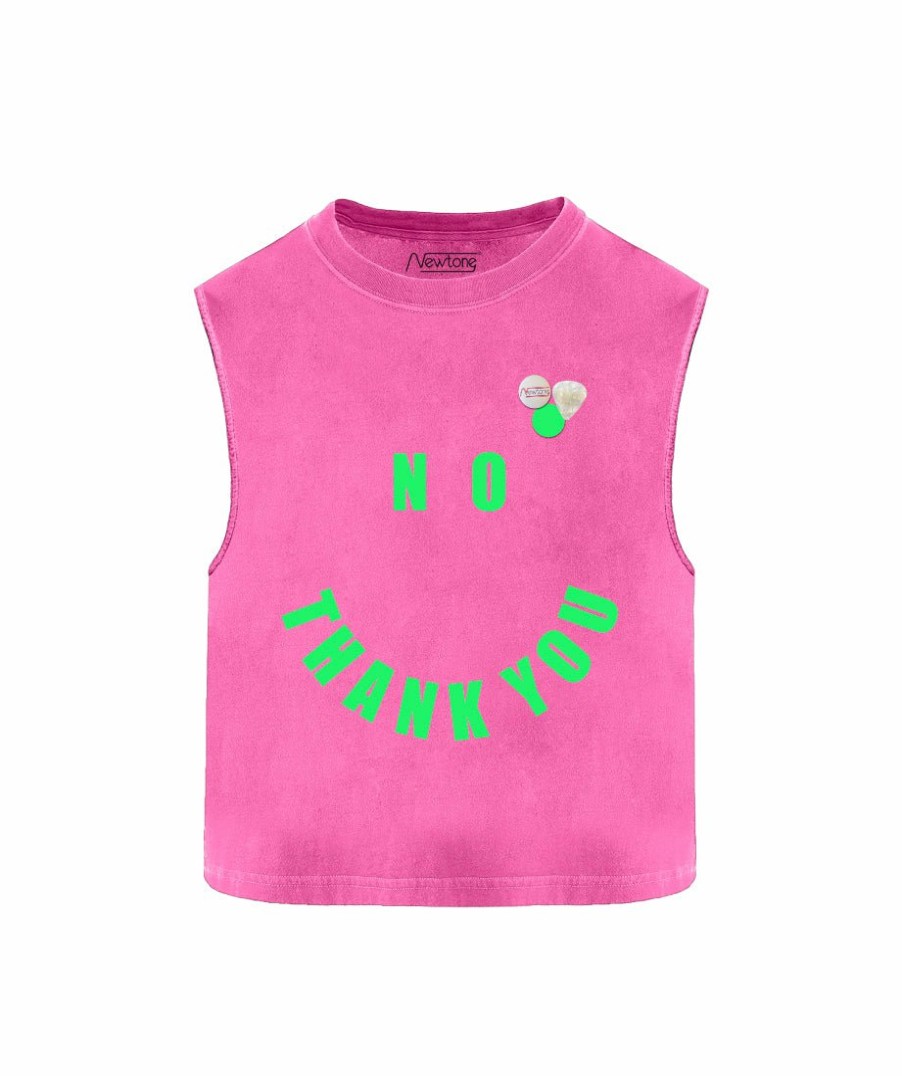 Archives Newtone | Tee Shirt Crop Dyer Fuschia "No"