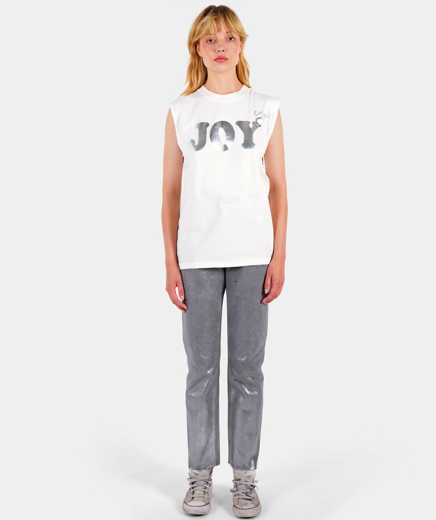 Femme Newtone | Tee Shirt Biker Dirty White "Joy Ss24"