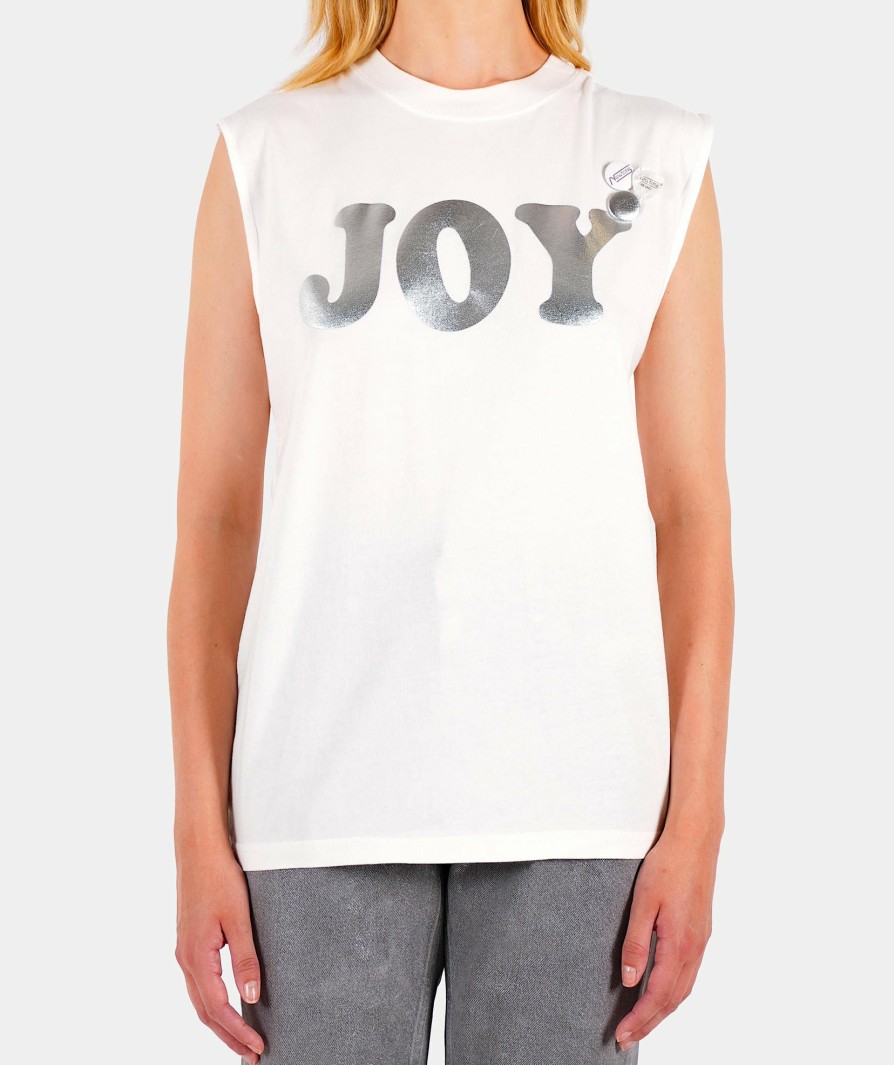 Femme Newtone | Tee Shirt Biker Dirty White "Joy Ss24"