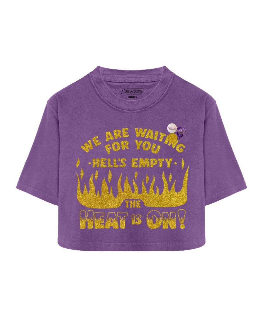 Archives Newtone | Tee Shirt Crop Crooper Purple "Heat"