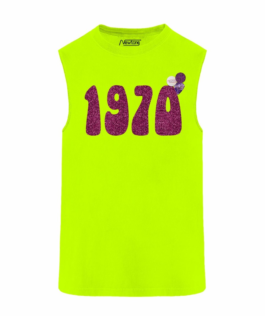 Archives Newtone | Tee Shirt Biker Neon Yellow "1970 Ss23"