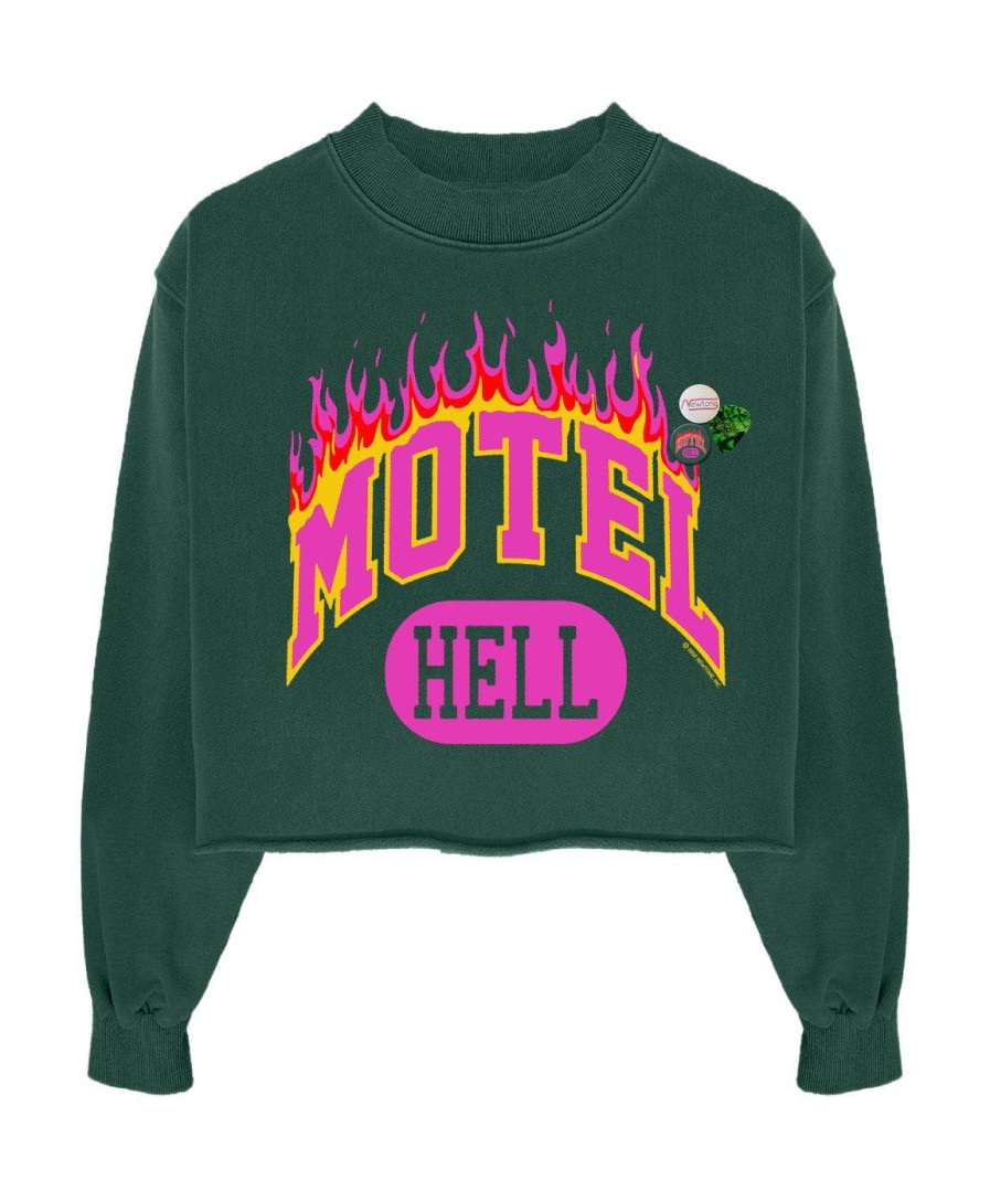 Archives Newtone | Sweatshirt Crop Porter Forest "Motel"