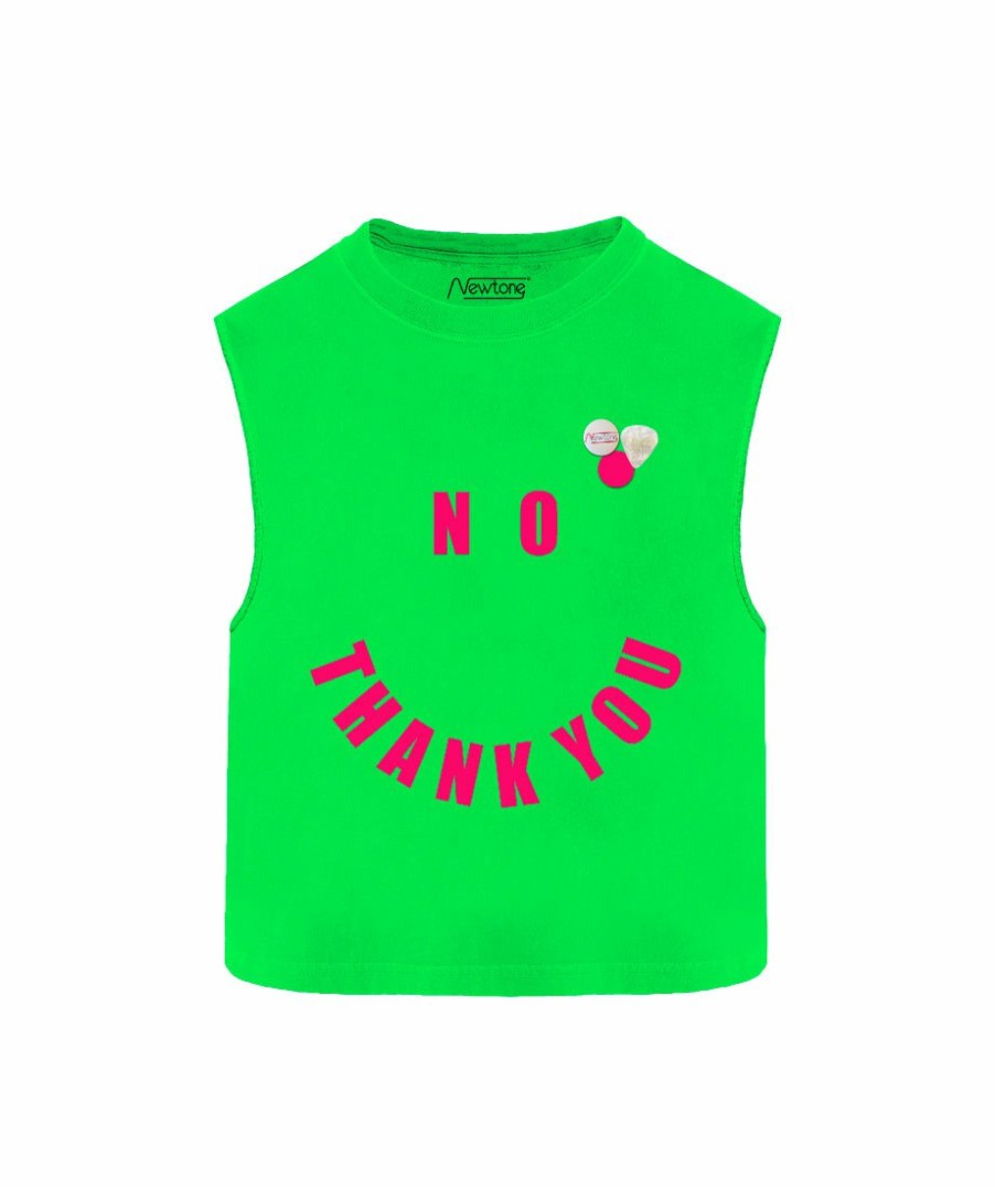 Archives Newtone | Tee Shirt Crop Dyer Neon Green "No"