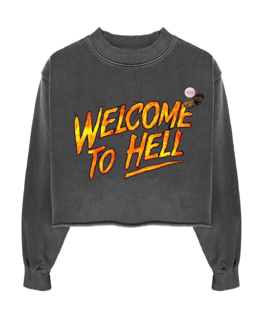 Archives Newtone | Sweatshirt Crop Porter Pepper "Welcome"