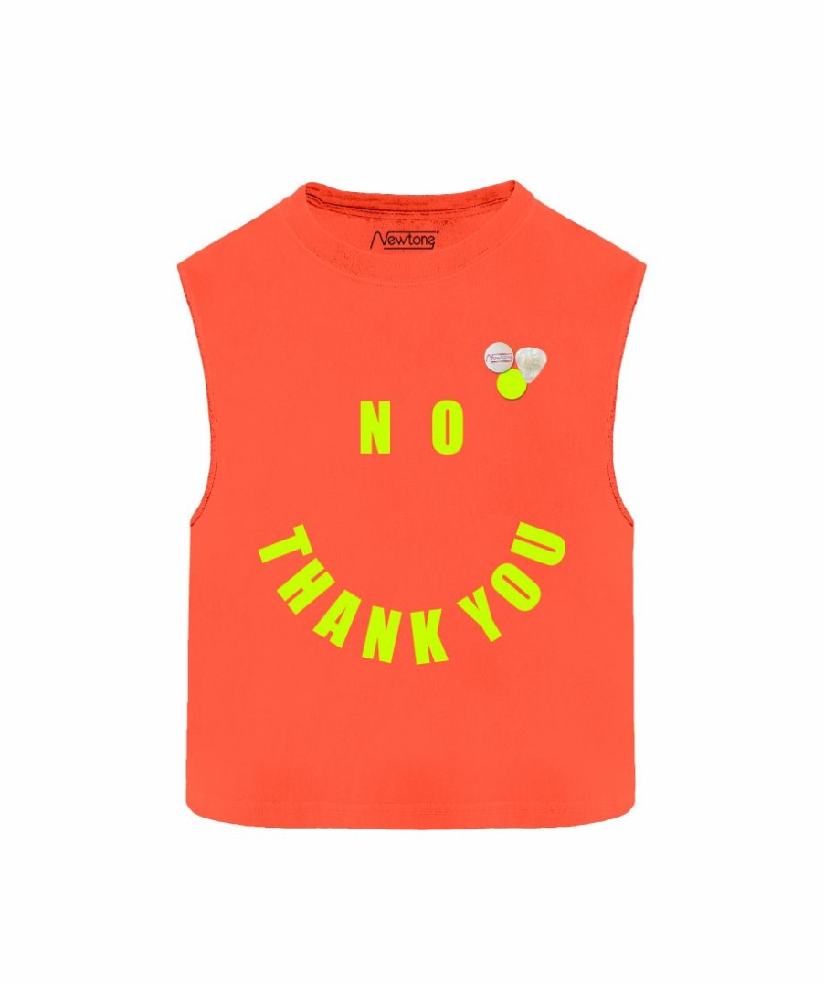 Archives Newtone | Tee Shirt Crop Dyer Neon Orange "No"